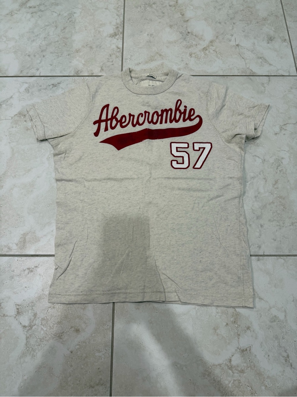 Abercrombie & Fitch Cream Tee with Red Graphic